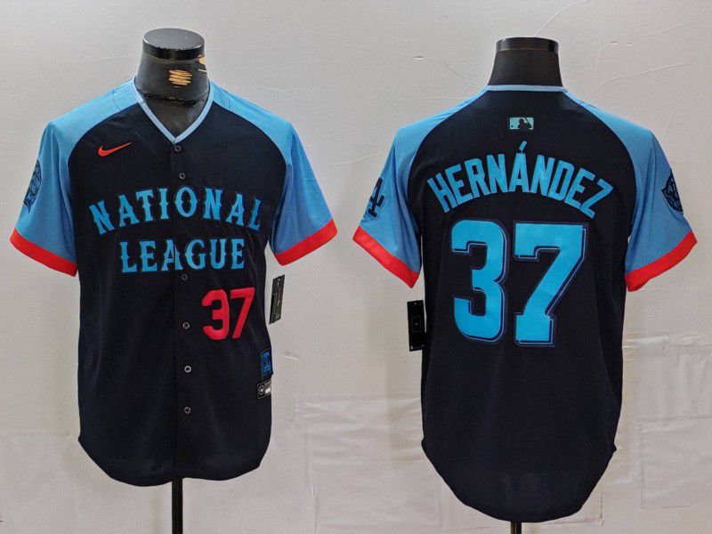 Men Los Angeles Dodgers #37 Hernandez Blue All star 2024 Nike MLB Jersey style 7261